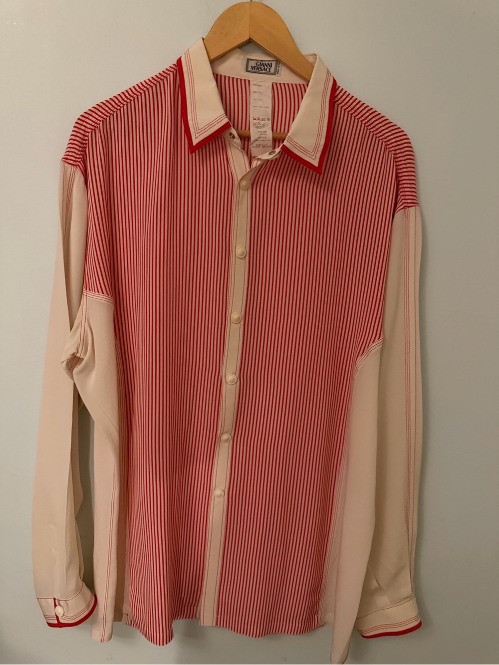 Vintage Gianni Versace 90s Archive Striped Silk Shirt Size 54 US XL